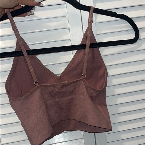 Bozzolo Dusty Pink Ribbed V-Neck Top - Picture 3 of 3